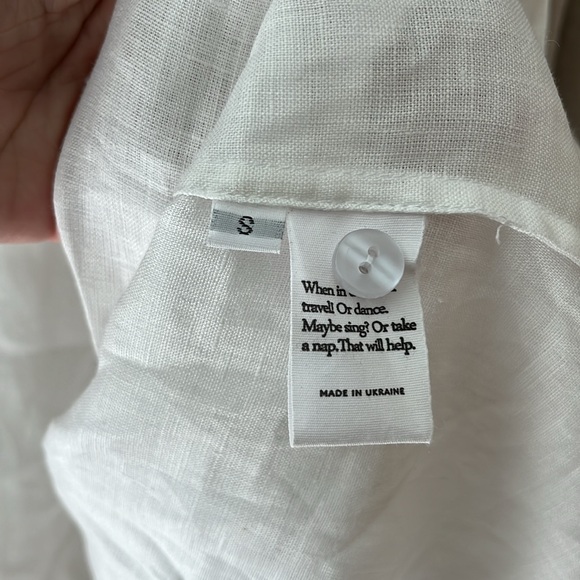 Sleeper Solid White Marquise Corset Linen Dress Midi Lace Up Front/Back - Picture 9 of 12